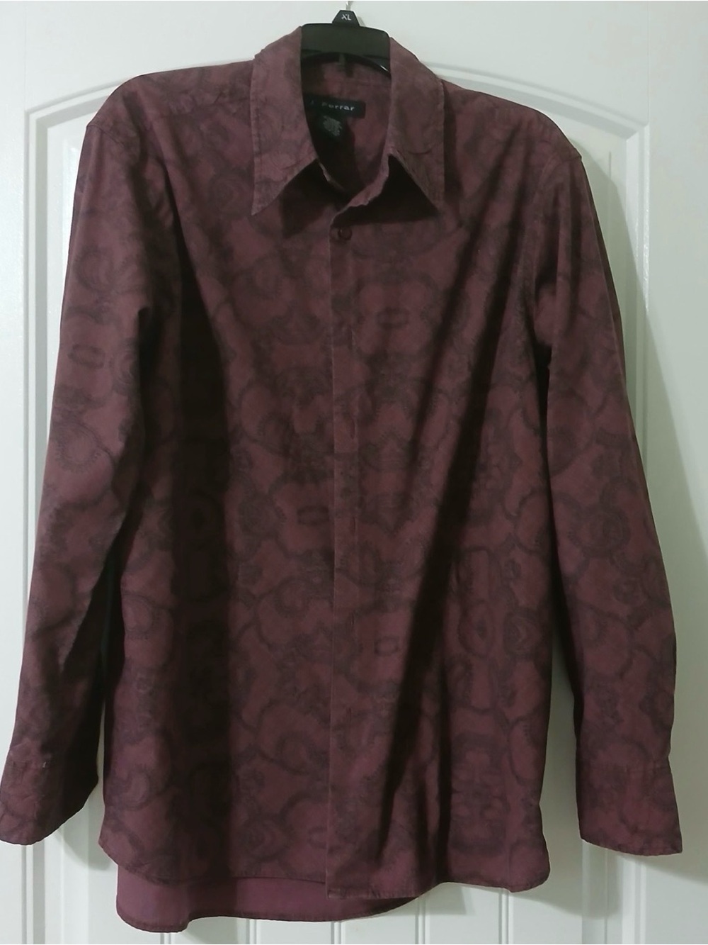 J Ferrar Button Up Maroon Shirt Size Large Long Sleeve